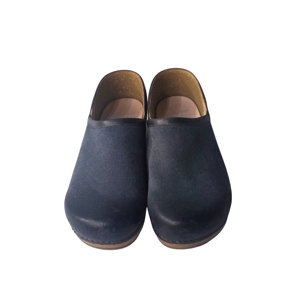 Dansko Women's Brenna Slip-On Clog Soft Black Burnished Suede Sz 36 Navy Blue - Picture 4 of 12